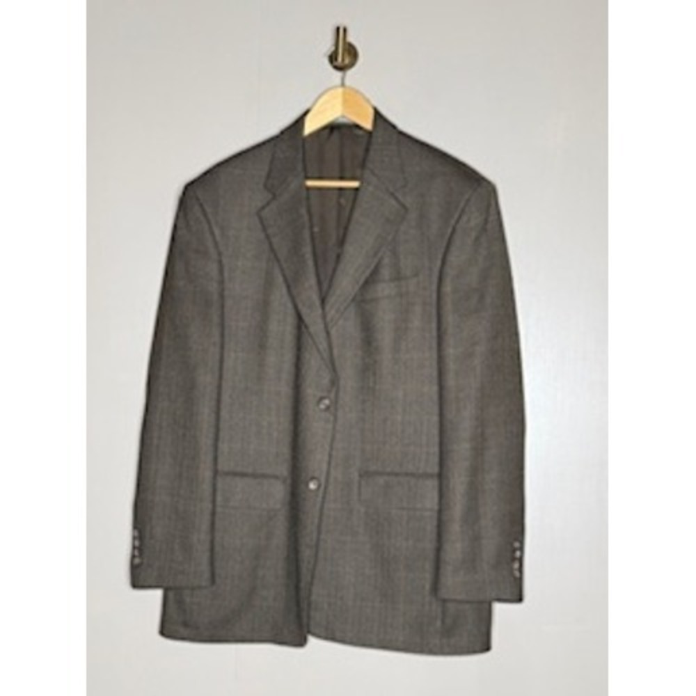 Oscar de la Renta Lambswool Glen Plaid‎ Blazer Mens 42R Brown Sport Coat